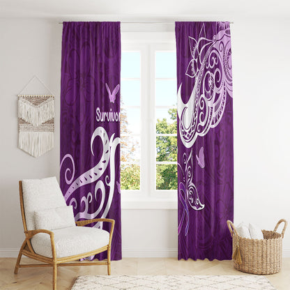 Fibromyalgia Support Window Curtain Polynesian Purple Ribbon
