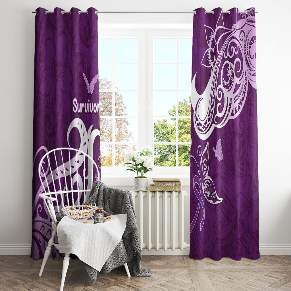 Fibromyalgia Support Window Curtain Polynesian Purple Ribbon