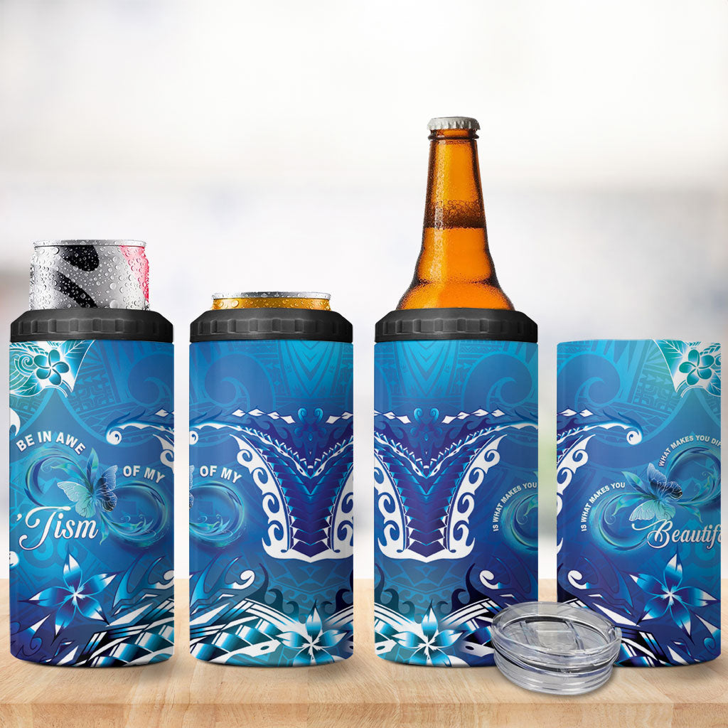 Polynesia Autism Support 4 in 1 Can Cooler Tumbler Be In Awe Of My 'Tism