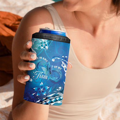 Polynesia Autism Support 4 in 1 Can Cooler Tumbler Be In Awe Of My 'Tism