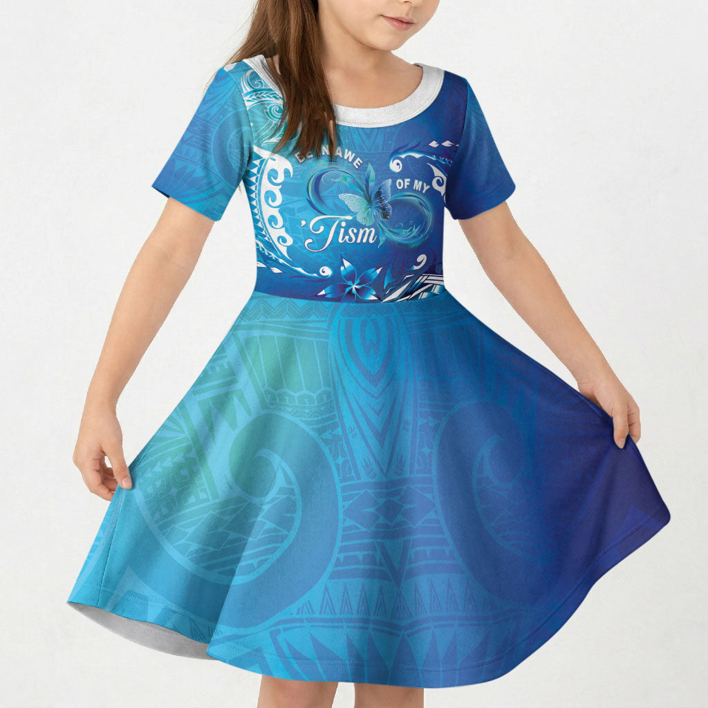Polynesia Autism Support Kid Short Sleeve Dress Be In Awe Of My 'Tism