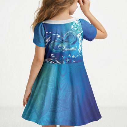 Polynesia Autism Support Kid Short Sleeve Dress Be In Awe Of My 'Tism