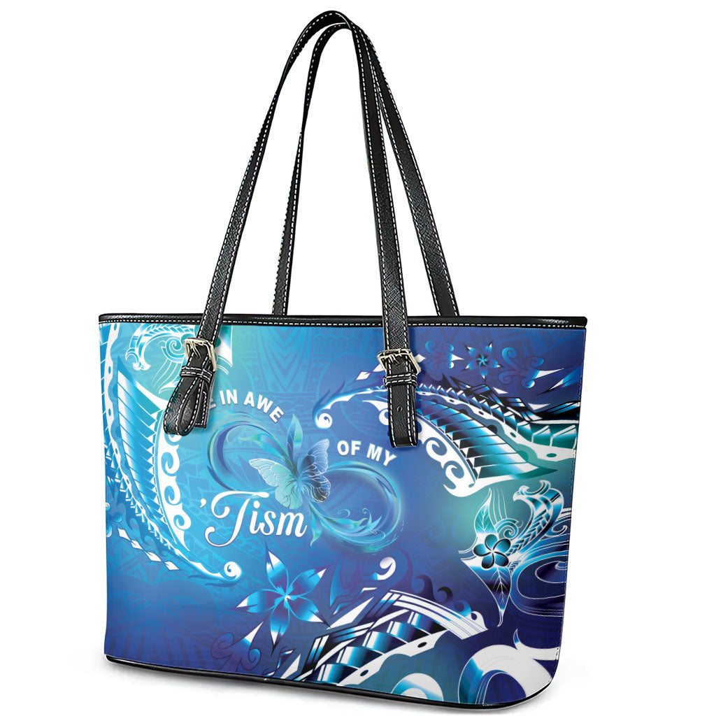 Polynesia Autism Support Leather Tote Bag Be In Awe Of My 'Tism