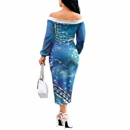 Polynesia Autism Support Off The Shoulder Long Sleeve Dress Be In Awe Of My 'Tism
