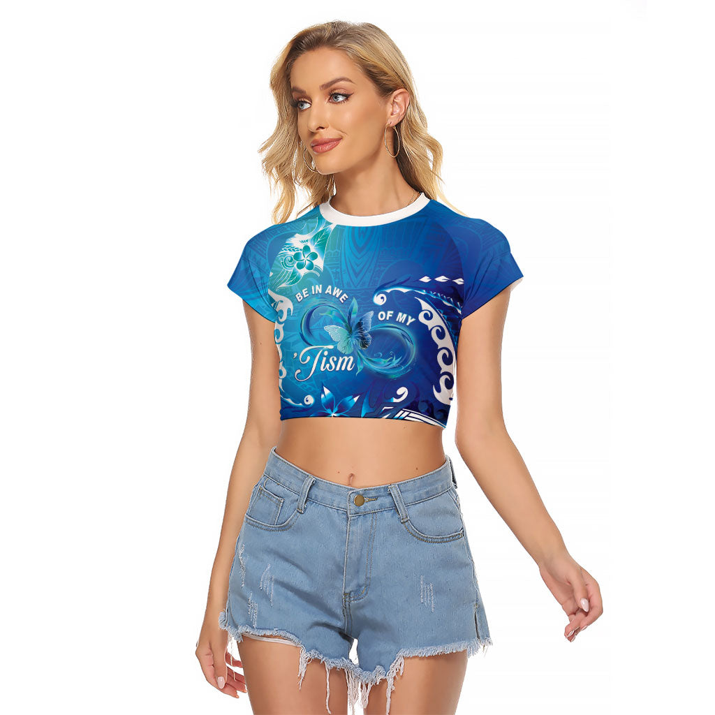 Polynesia Autism Support Raglan Cropped T Shirt Be In Awe Of My 'Tism