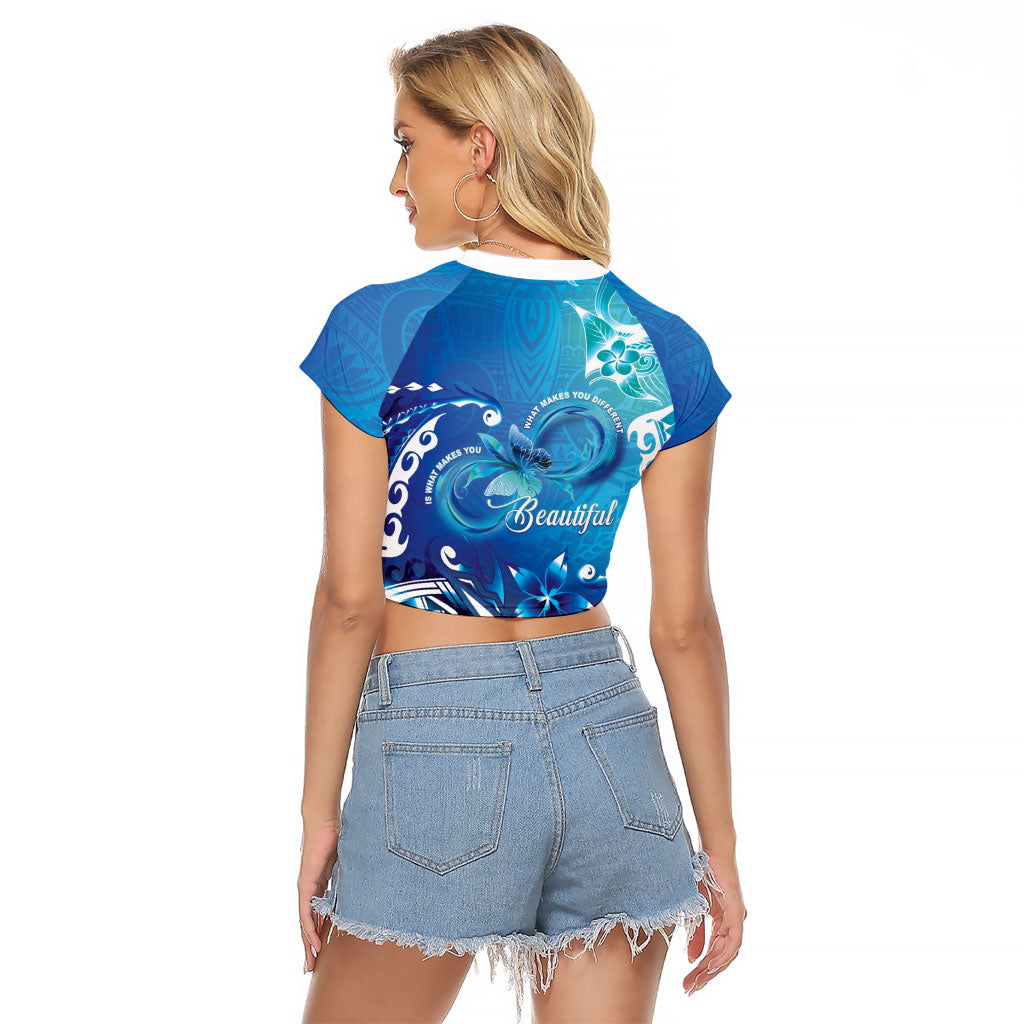 Polynesia Autism Support Raglan Cropped T Shirt Be In Awe Of My 'Tism