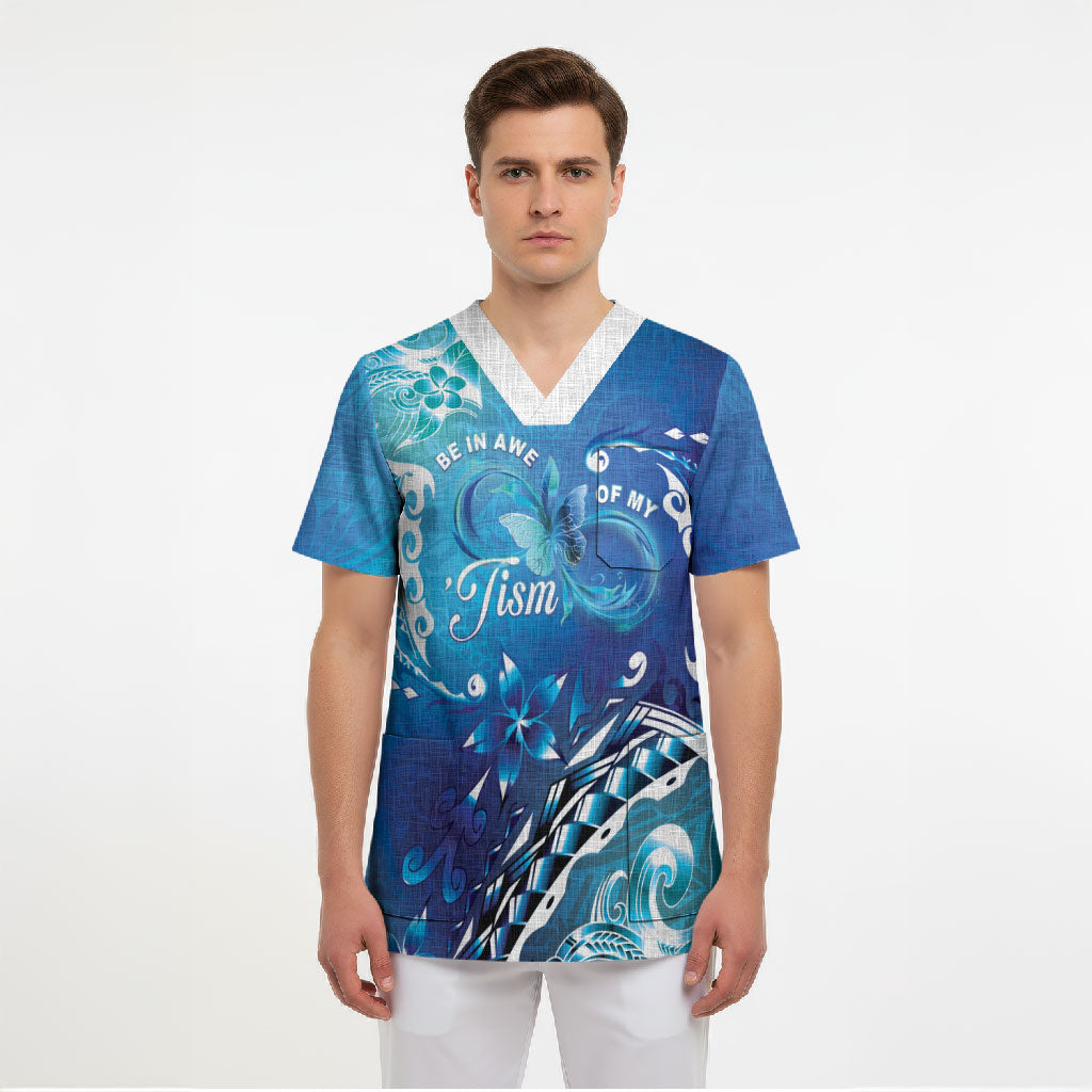 Polynesia Autism Support Scrub Top Be In Awe Of My 'Tism