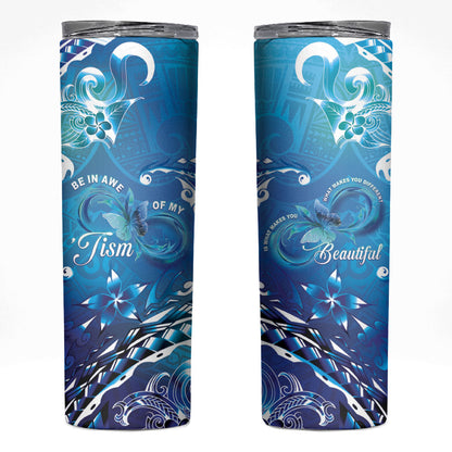 Polynesia Autism Support Skinny Tumbler Be In Awe Of My 'Tism