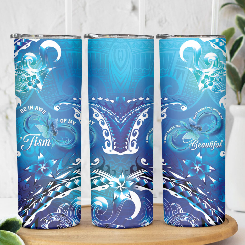 Polynesia Autism Support Skinny Tumbler Be In Awe Of My 'Tism