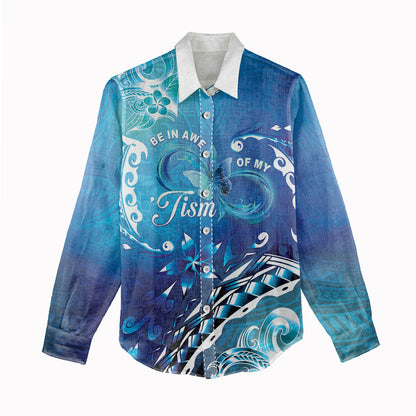 Polynesia Autism Support Women Casual Shirt Be In Awe Of My 'Tism