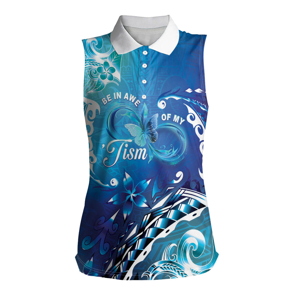 Polynesia Autism Support Women Sleeveless Polo Shirt Be In Awe Of My 'Tism