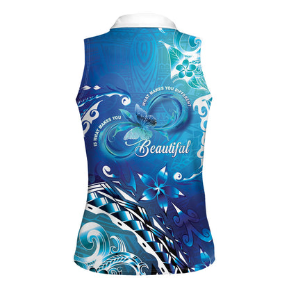 Polynesia Autism Support Women Sleeveless Polo Shirt Be In Awe Of My 'Tism