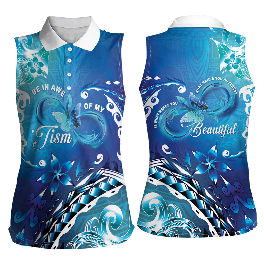 Polynesia Autism Support Women Sleeveless Polo Shirt Be In Awe Of My 'Tism