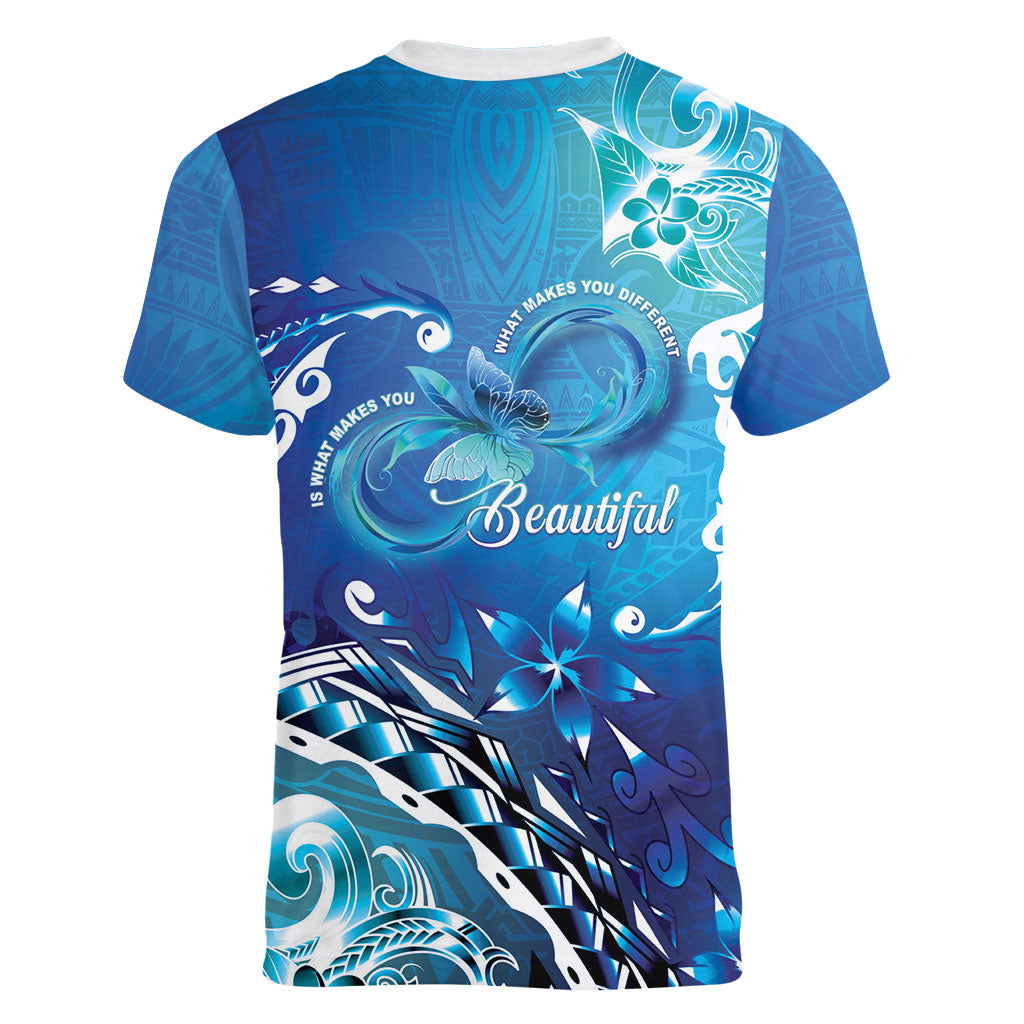 Polynesia Autism Support Women V-Neck T-Shirt Be In Awe Of My 'Tism