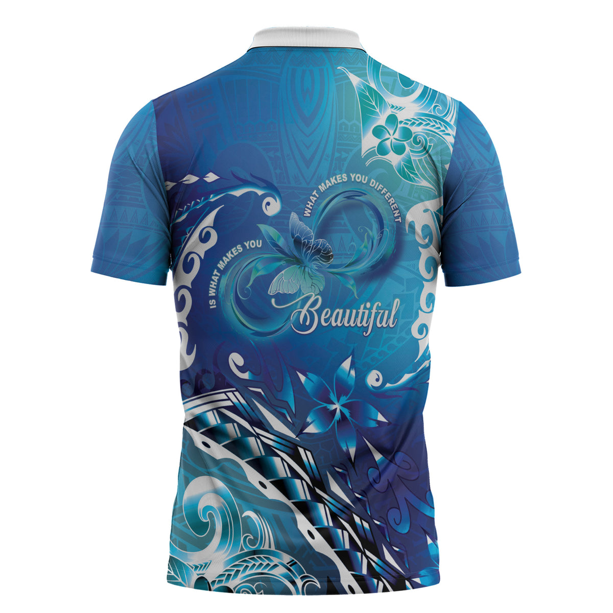 Polynesia Autism Support Zipper Polo Shirt Be In Awe Of My 'Tism