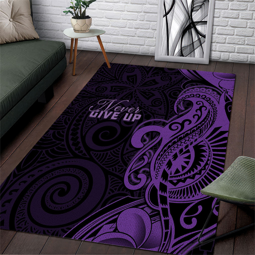 Lupus Warrior Area Rug Never Give Up Polynesian Style