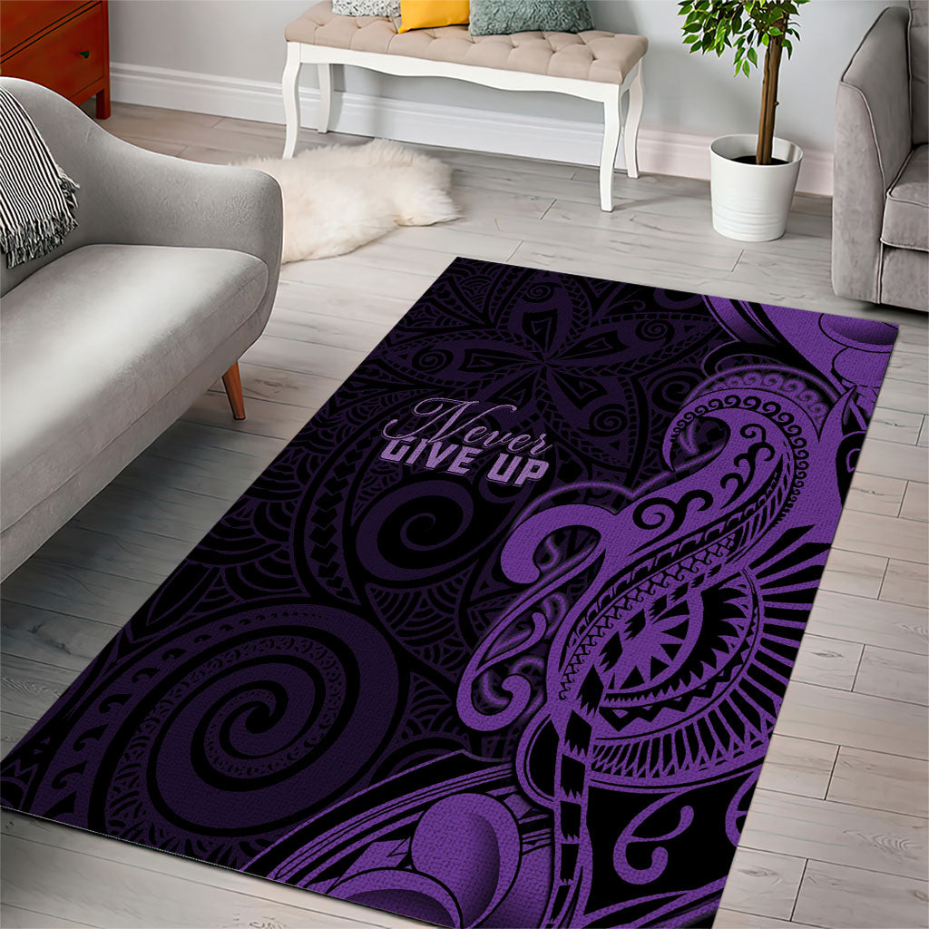 Lupus Warrior Area Rug Never Give Up Polynesian Style