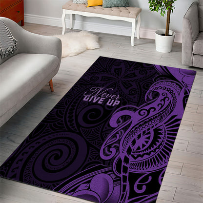 Lupus Warrior Area Rug Never Give Up Polynesian Style