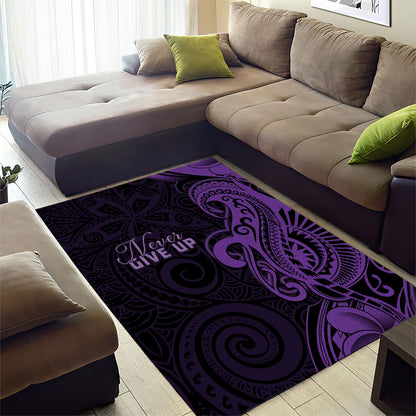 Lupus Warrior Area Rug Never Give Up Polynesian Style