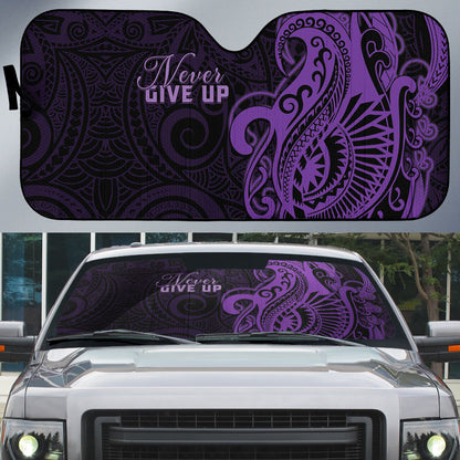 Lupus Warrior Auto Sun Shade Never Give Up Polynesian Style