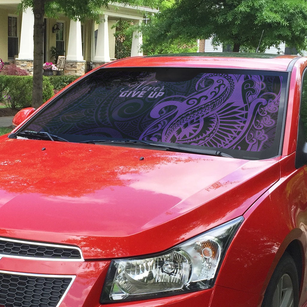 Lupus Warrior Auto Sun Shade Never Give Up Polynesian Style