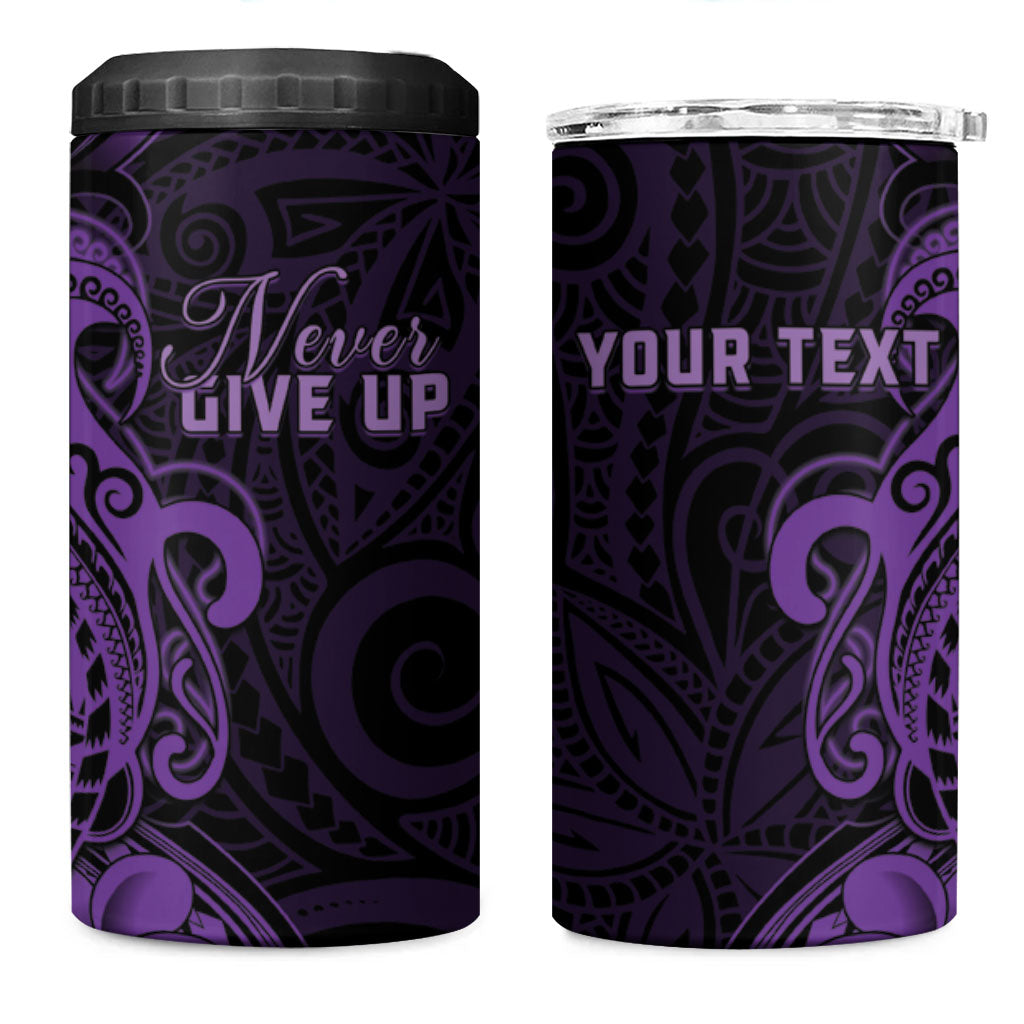 Personalised Lupus Warrior 4 in 1 Can Cooler Tumbler Never Give Up Polynesian Style