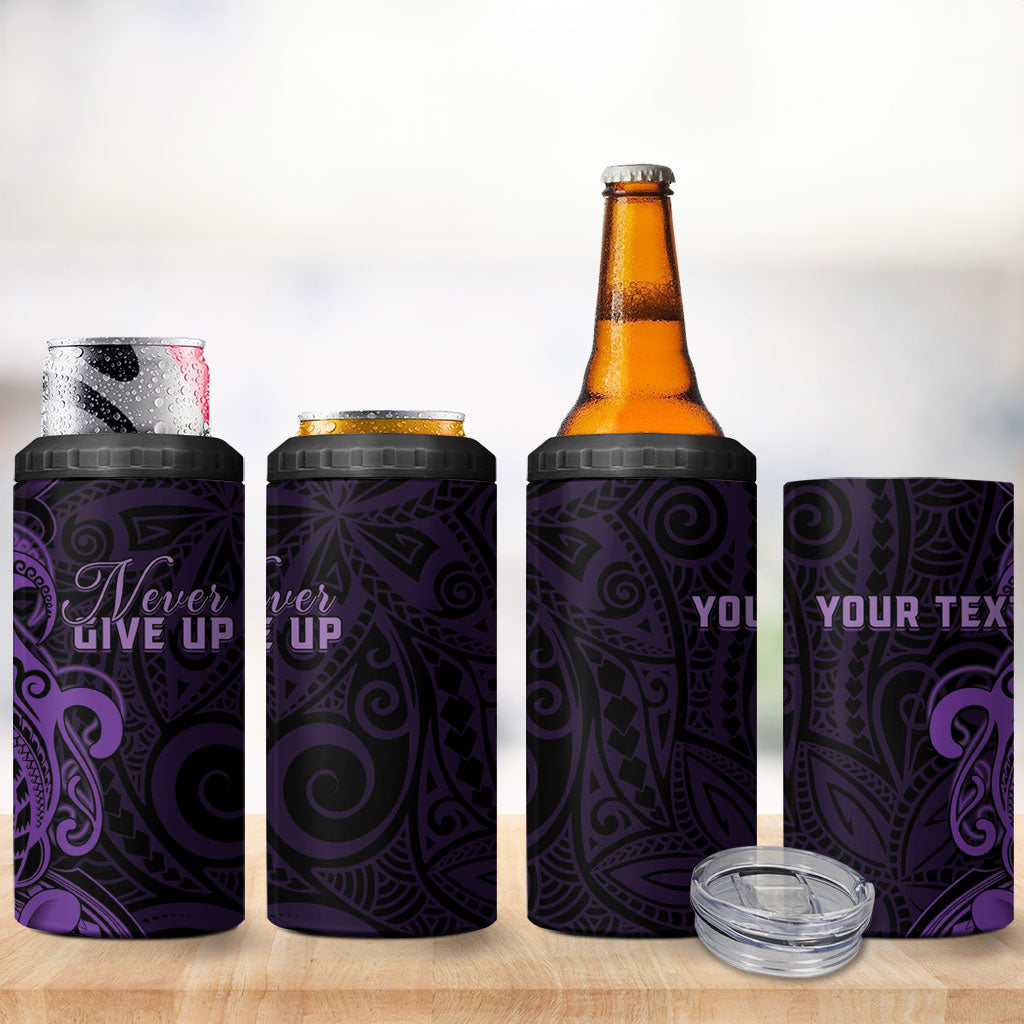 Personalised Lupus Warrior 4 in 1 Can Cooler Tumbler Never Give Up Polynesian Style