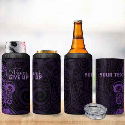 Personalised Lupus Warrior 4 in 1 Can Cooler Tumbler Never Give Up Polynesian Style