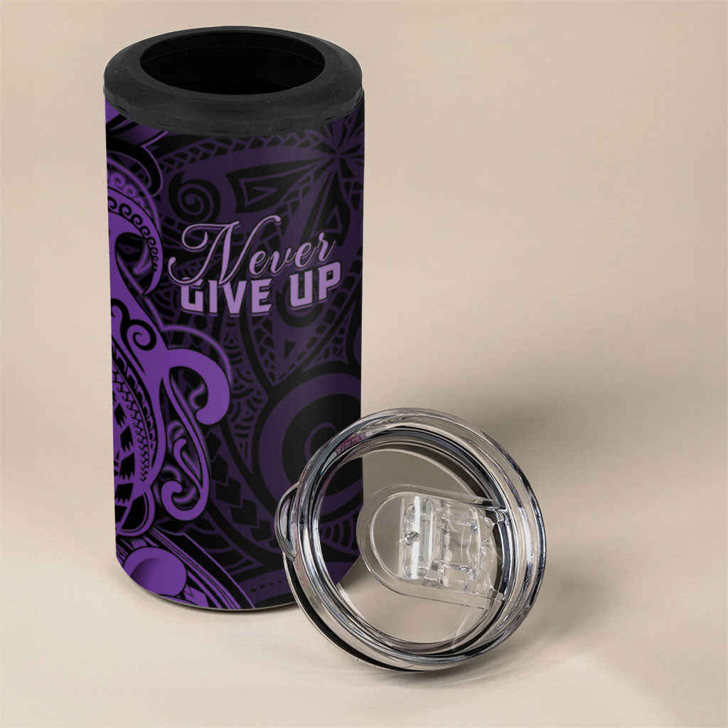 Personalised Lupus Warrior 4 in 1 Can Cooler Tumbler Never Give Up Polynesian Style