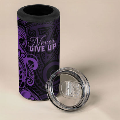 Personalised Lupus Warrior 4 in 1 Can Cooler Tumbler Never Give Up Polynesian Style