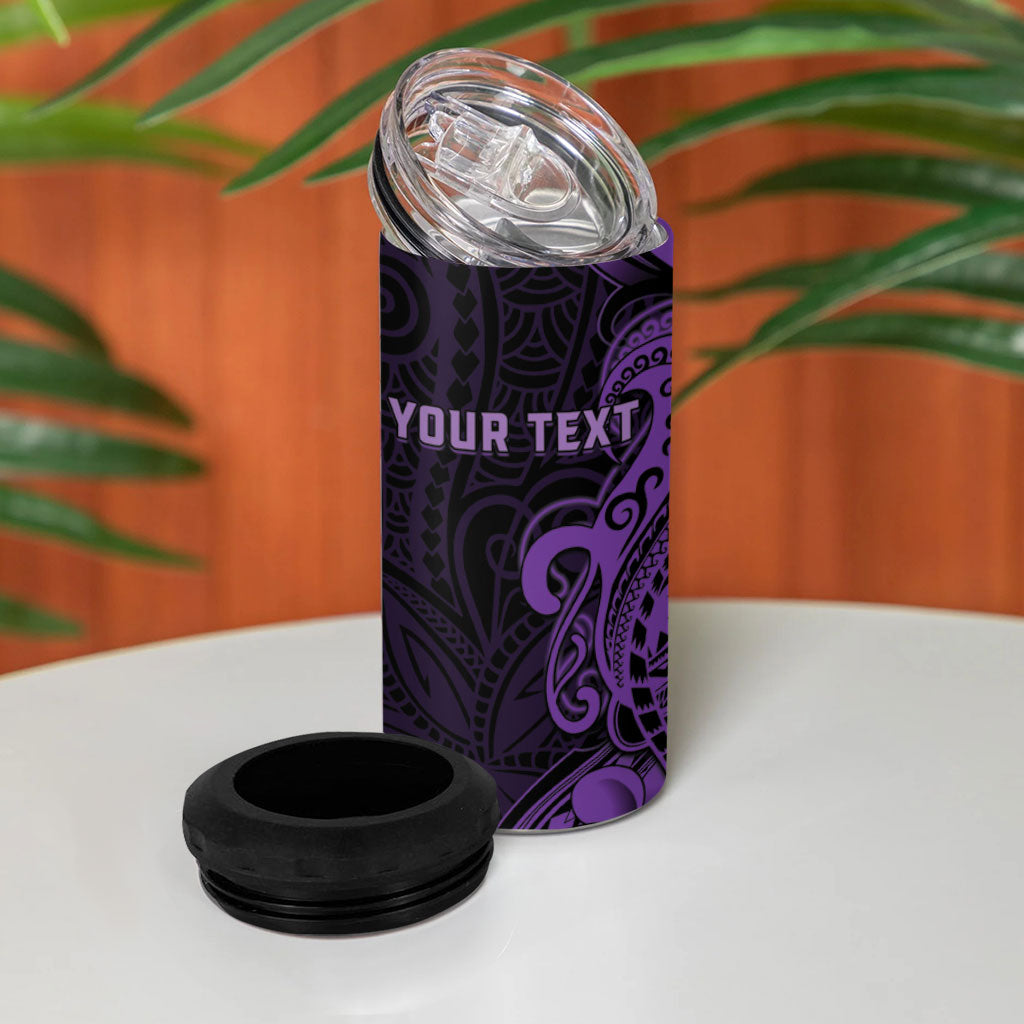 Personalised Lupus Warrior 4 in 1 Can Cooler Tumbler Never Give Up Polynesian Style