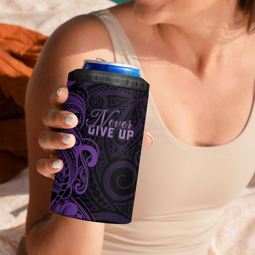 Personalised Lupus Warrior 4 in 1 Can Cooler Tumbler Never Give Up Polynesian Style