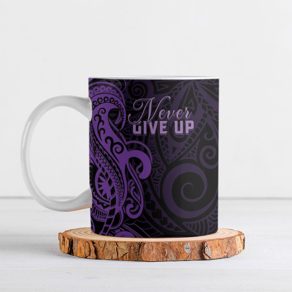 Personalised Lupus Warrior Ceramic Mug Never Give Up Polynesian Style