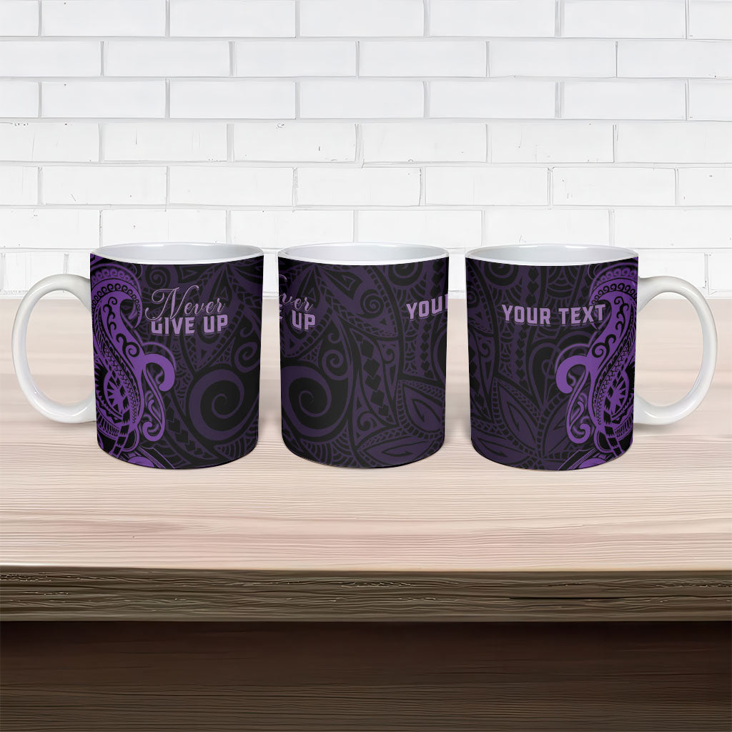 Personalised Lupus Warrior Ceramic Mug Never Give Up Polynesian Style