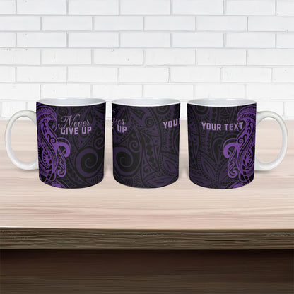 Personalised Lupus Warrior Ceramic Mug Never Give Up Polynesian Style