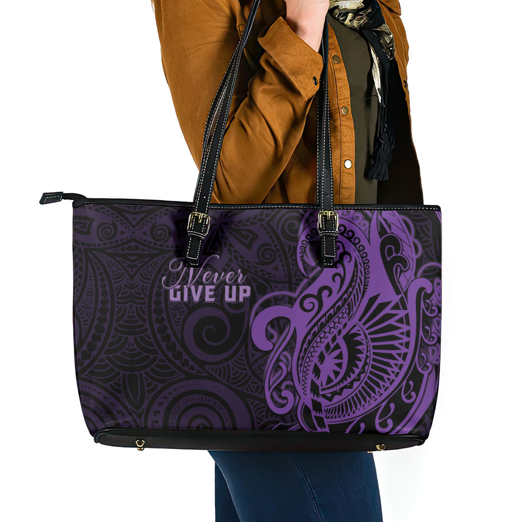 Lupus Warrior Leather Tote Bag Never Give Up Polynesian Style