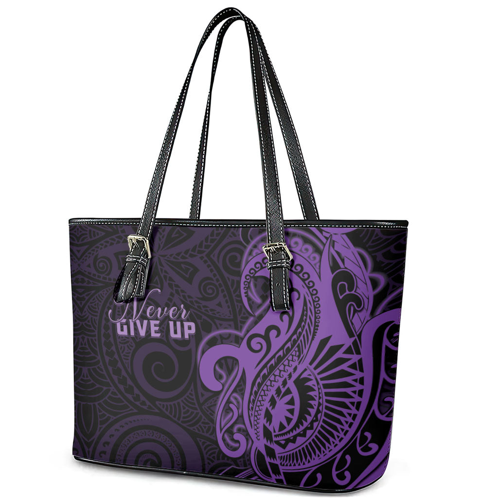 Lupus Warrior Leather Tote Bag Never Give Up Polynesian Style