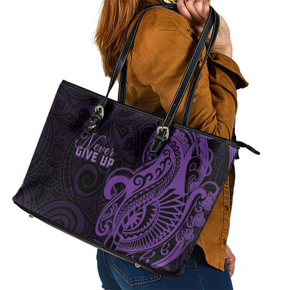 Lupus Warrior Leather Tote Bag Never Give Up Polynesian Style