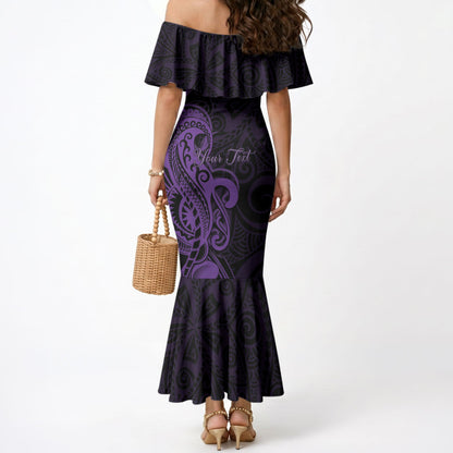 Personalised Lupus Warrior Mermaid Dress Never Give Up Polynesian Style