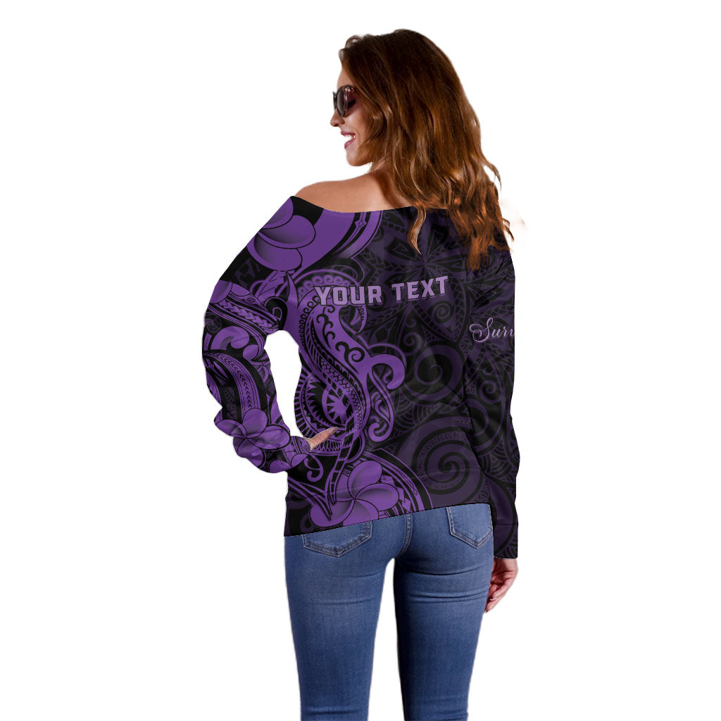 Personalised Lupus Warrior Off Shoulder Sweater Never Give Up Polynesian Style