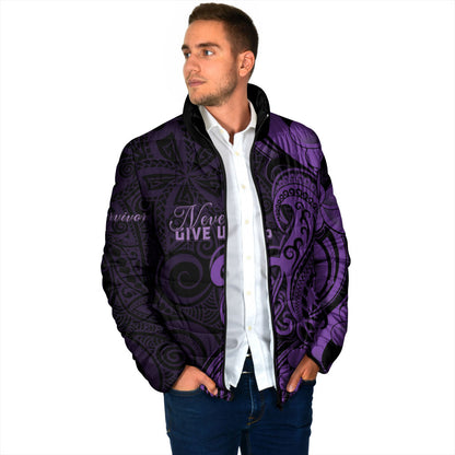 Personalised Lupus Warrior Padded Jacket Never Give Up Polynesian Style