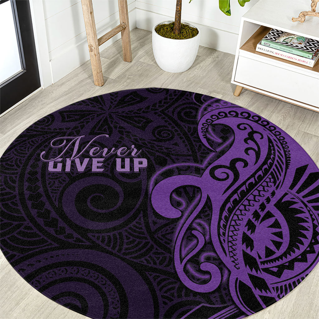 Lupus Warrior Round Carpet Never Give Up Polynesian Style