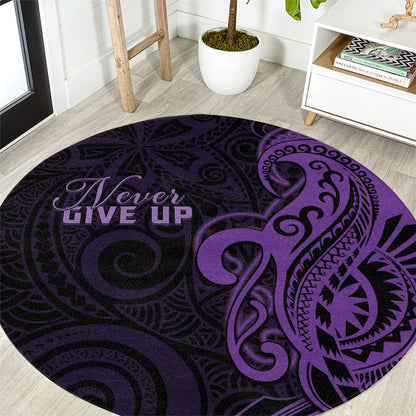 Lupus Warrior Round Carpet Never Give Up Polynesian Style