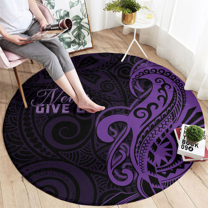 Lupus Warrior Round Carpet Never Give Up Polynesian Style