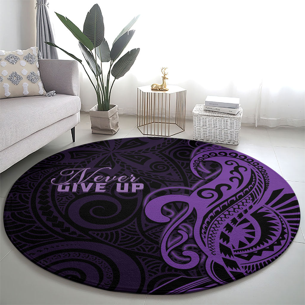Lupus Warrior Round Carpet Never Give Up Polynesian Style