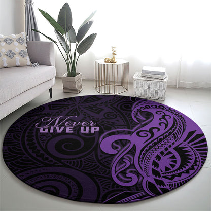 Lupus Warrior Round Carpet Never Give Up Polynesian Style