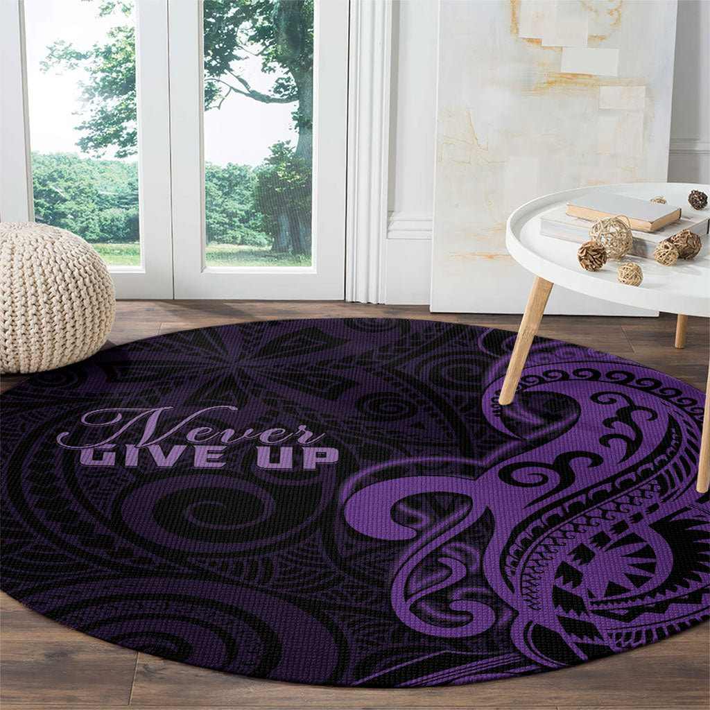 Lupus Warrior Round Carpet Never Give Up Polynesian Style