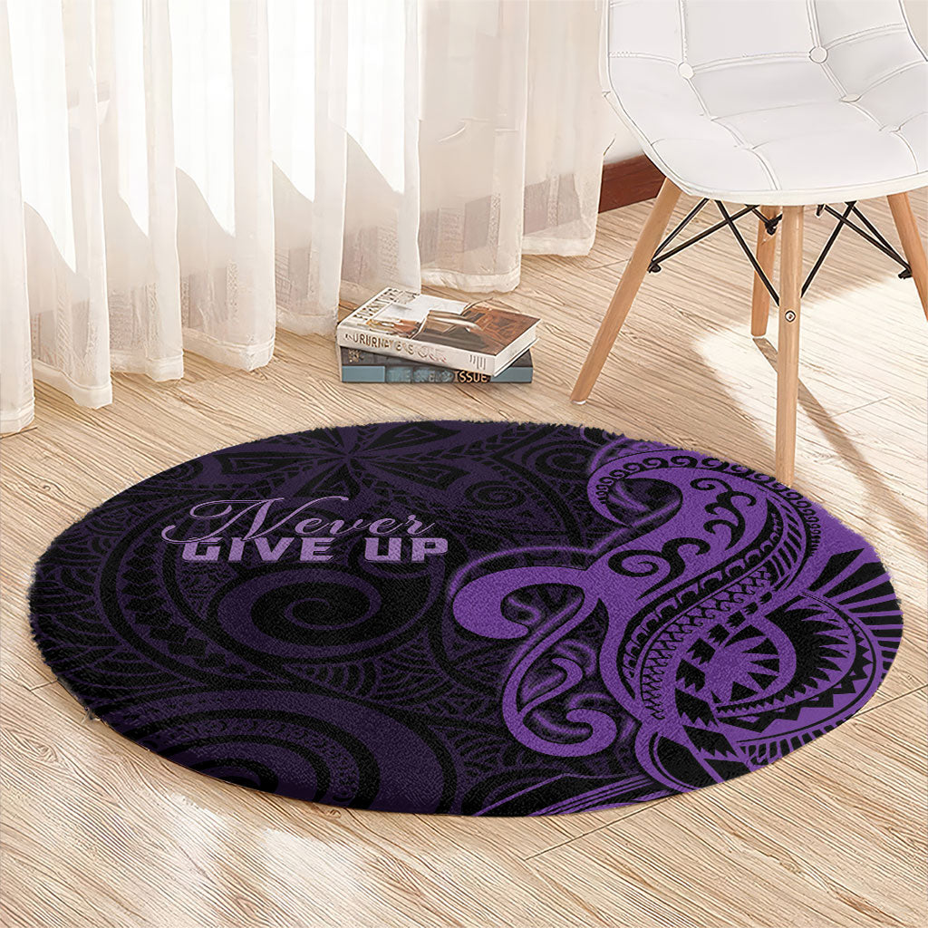 Lupus Warrior Round Carpet Never Give Up Polynesian Style