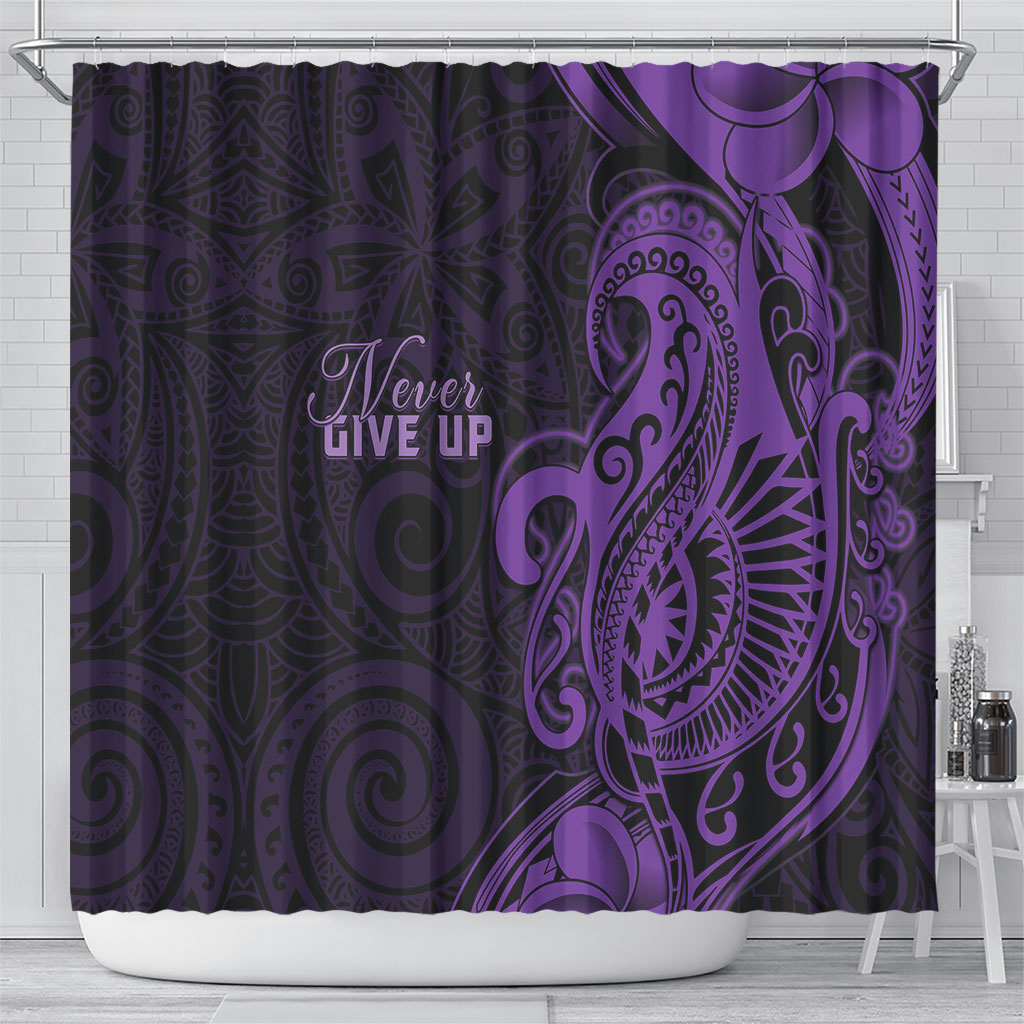 Lupus Warrior Shower Curtain Never Give Up Polynesian Style