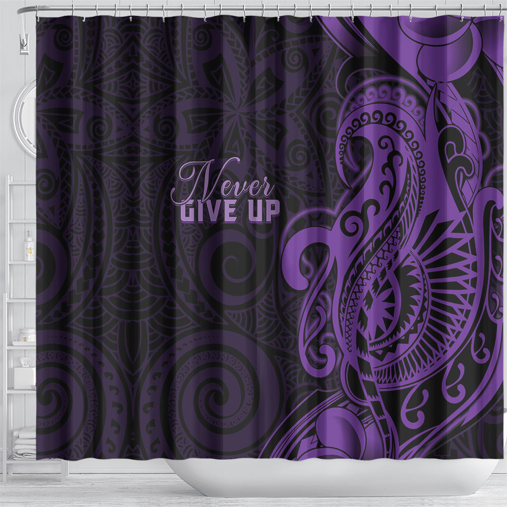 Lupus Warrior Shower Curtain Never Give Up Polynesian Style